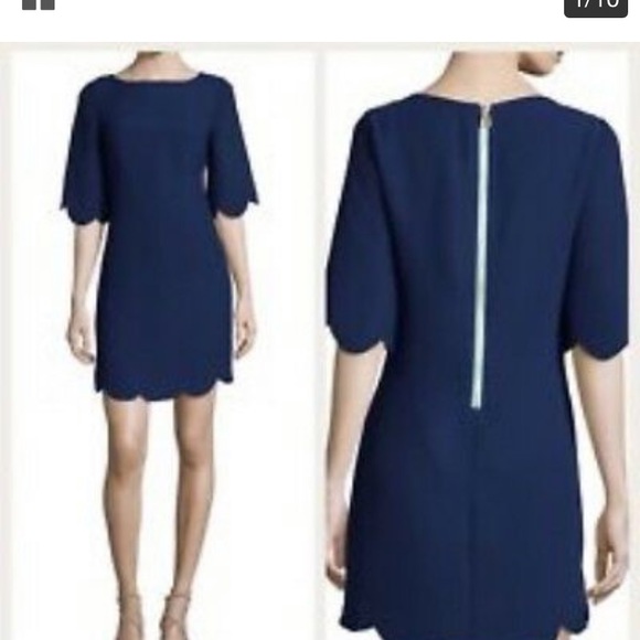 Sail to Sable Navy Polycrepe Scallop Dress NWT - Picture 2 of 5